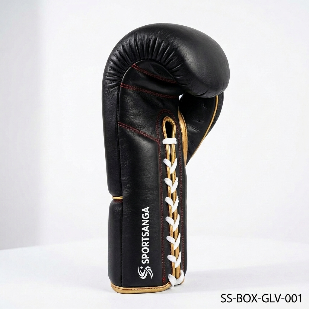 Lace-Up Professional Fight Boxing Gloves manufactured in full-grain cowhide leather